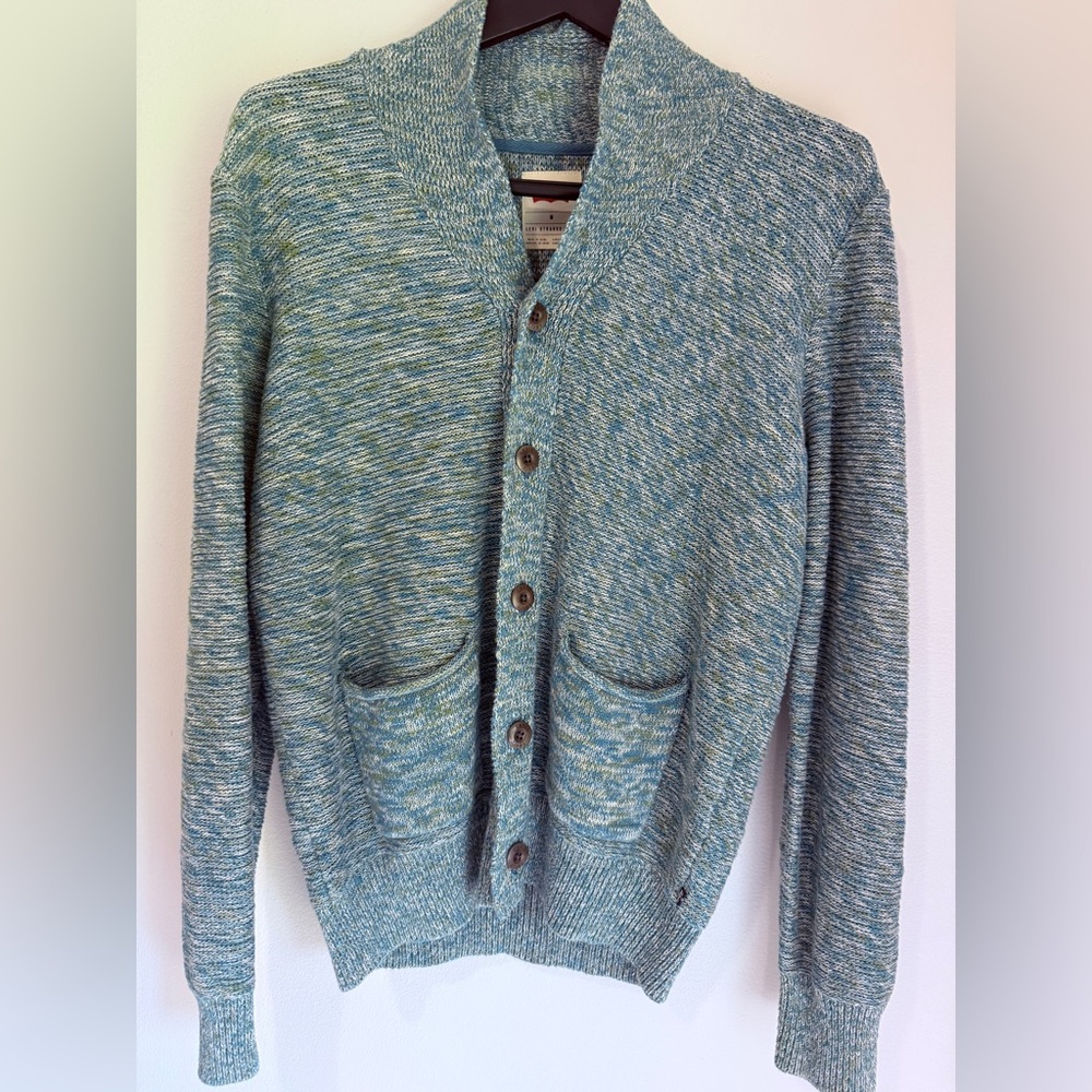 Signature by Levi Strauss Men's Teal Cardigan Sweater - Picture 4 of 10